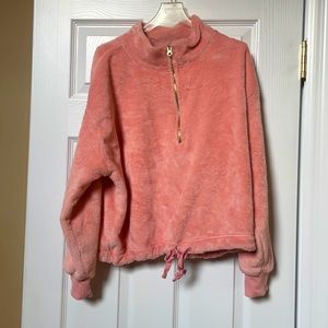 Old Navy Pink Fuzzy 3/4 Zip Pullover